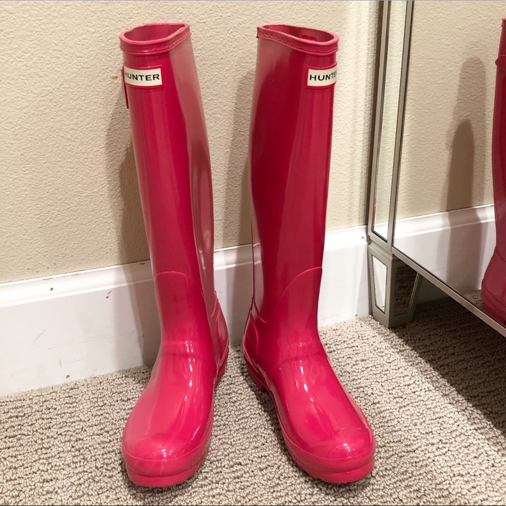 NWT Hunter Original Tall Gloss Pink Boots Size 6